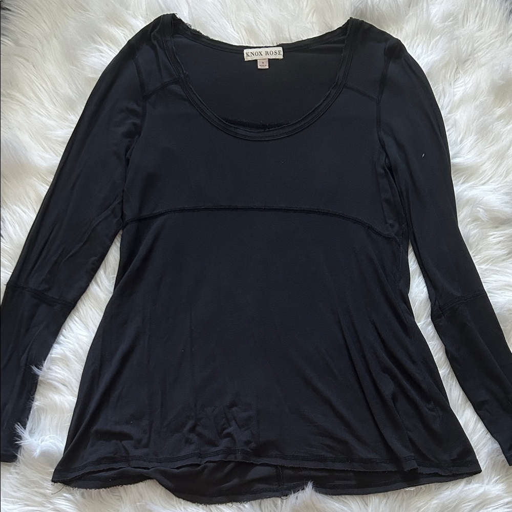 Knox Rose Women's Classic Black Long Sleeve Blouse